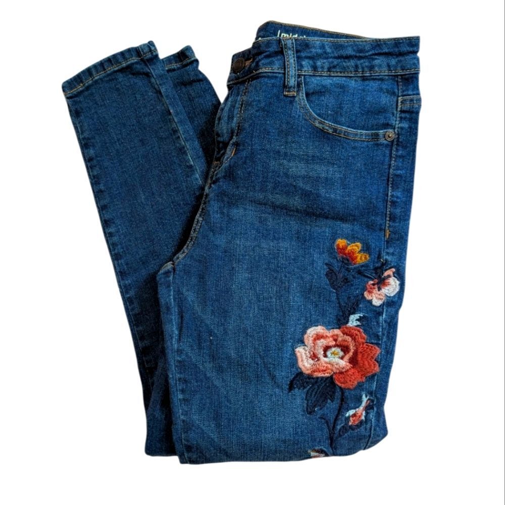 Hippie Laundry Embroidered Distressed Boho Denim Jeans Women's Size 29 Skinny